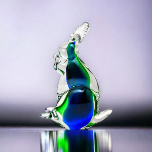 Vintage Murano Sommerso Art Glass Bunny Rabbit Figurine 7.5" Tall